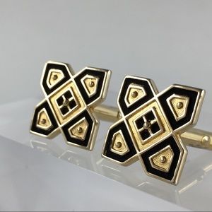 Anson Black Gold Tone Cufflinks Cuff Links Gift